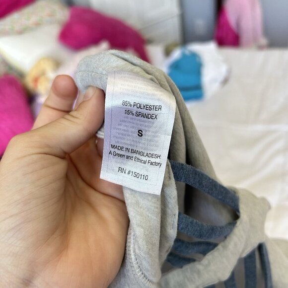 Peloton Womens Small Heathered Strappy Sports Bra Gray Blue No Pads Yoga - Picture 5 of 5